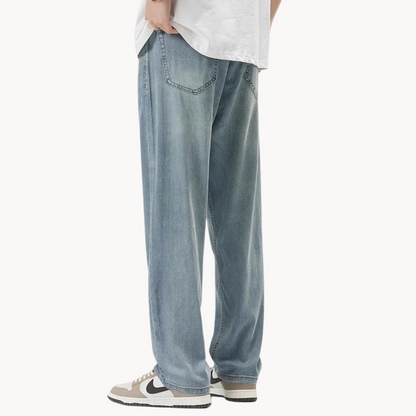 Casual Lyocell Blend Pants with Straight Legs and 5 Pockets 1