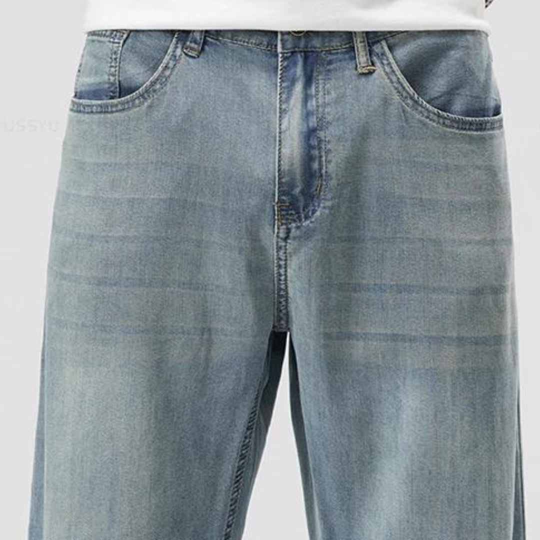 Casual Lyocell Blend Pants with Straight Legs and 5 Pockets 2