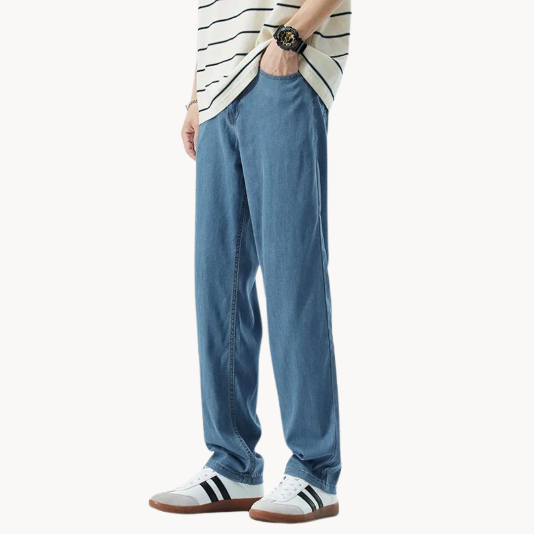 Casual Lyocell Blend Pants with Straight Legs and 5 Pockets 3