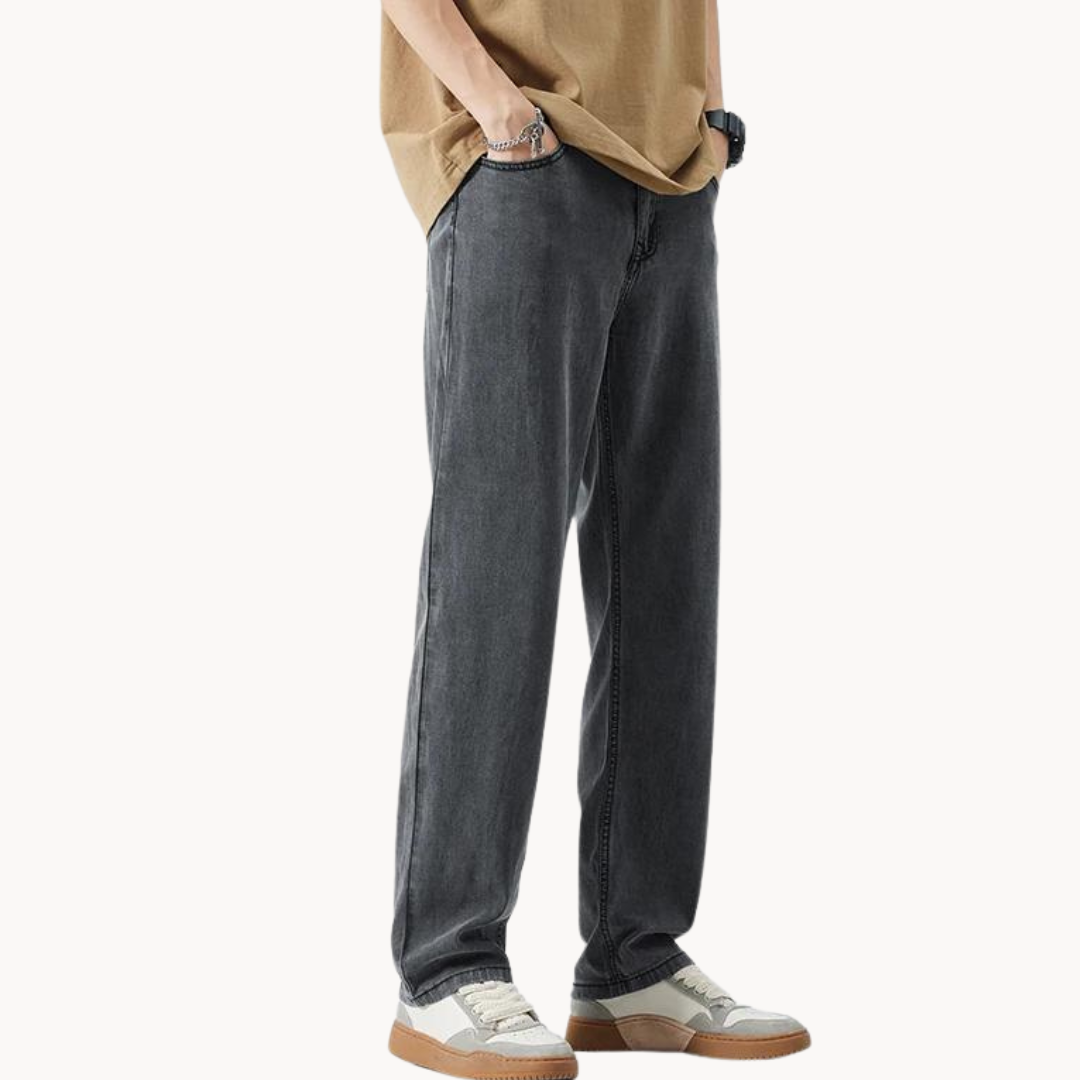 Casual Lyocell Blend Pants with Straight Legs and 5 Pockets 4