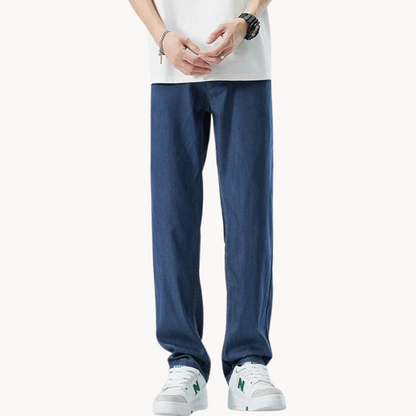 Casual Lyocell Blend Pants with Straight Legs and 5 Pockets 6