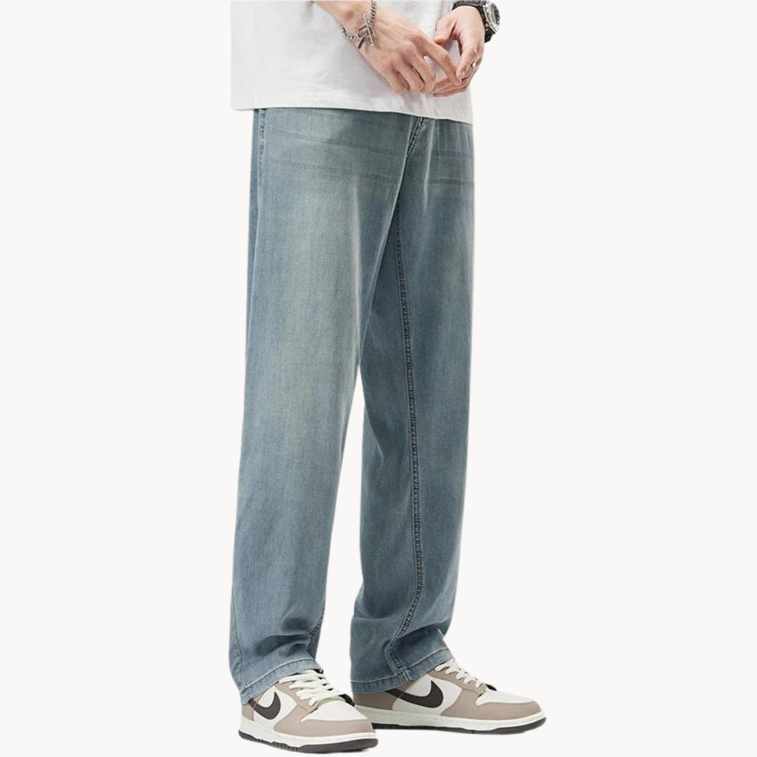 Casual Lyocell Blend Pants with Straight Legs and 5 Pockets 7