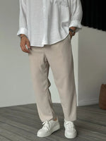 Casual Ribbed Pants with Drawstring Waist and Side Pockets 0
