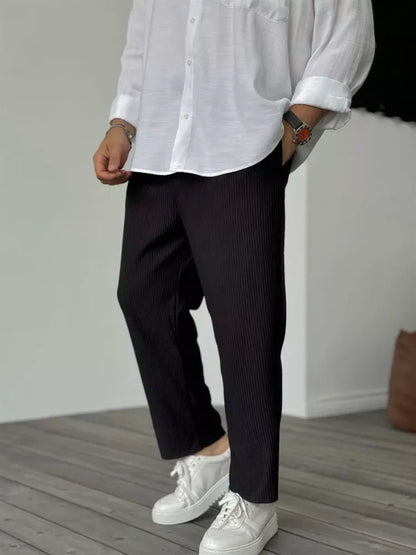 Casual Ribbed Pants with Drawstring Waist and Side Pockets 4