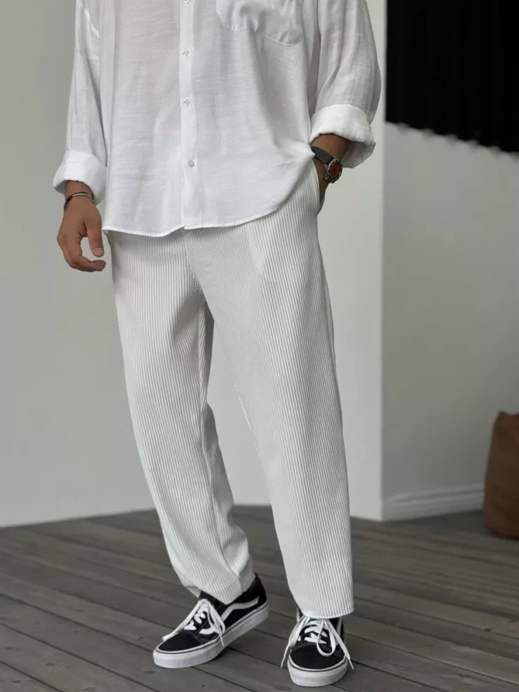 Casual Ribbed Pants with Drawstring Waist and Side Pockets 6