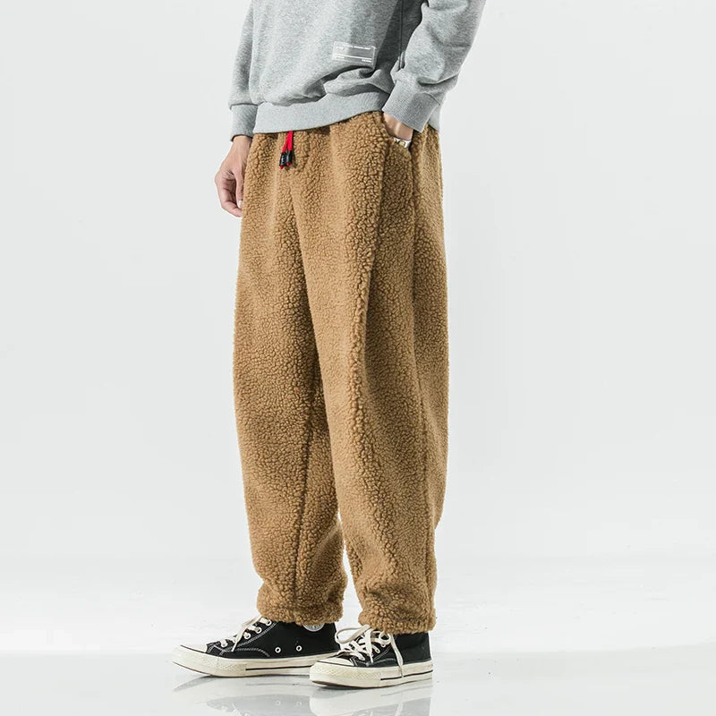 Casual Sherpa Fleece Sweatpants with Drawstring Waist and Pockets 0