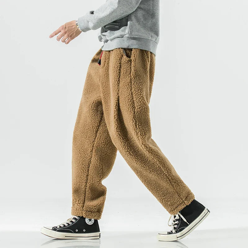 Casual Sherpa Fleece Sweatpants with Drawstring Waist and Pockets 1