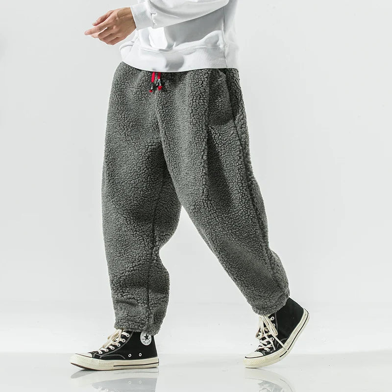 Casual Sherpa Fleece Sweatpants with Drawstring Waist and Pockets 2