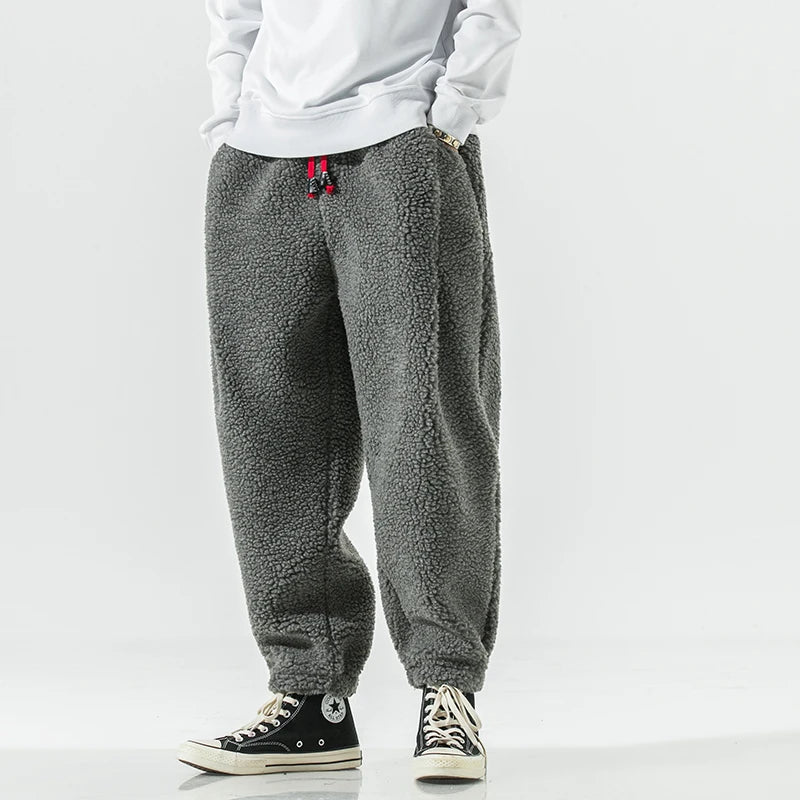 Casual Sherpa Fleece Sweatpants with Drawstring Waist and Pockets 3
