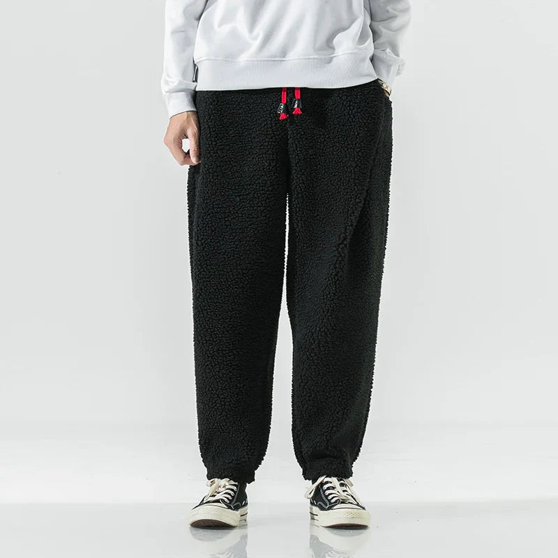 Casual Sherpa Fleece Sweatpants with Drawstring Waist and Pockets 4