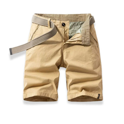 Casual Twill Shorts with Web Belt and Zip Fly 0