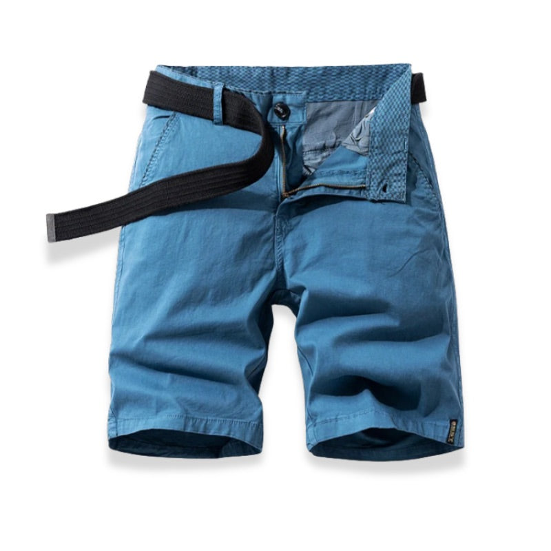 Casual Twill Shorts with Web Belt and Zip Fly 2