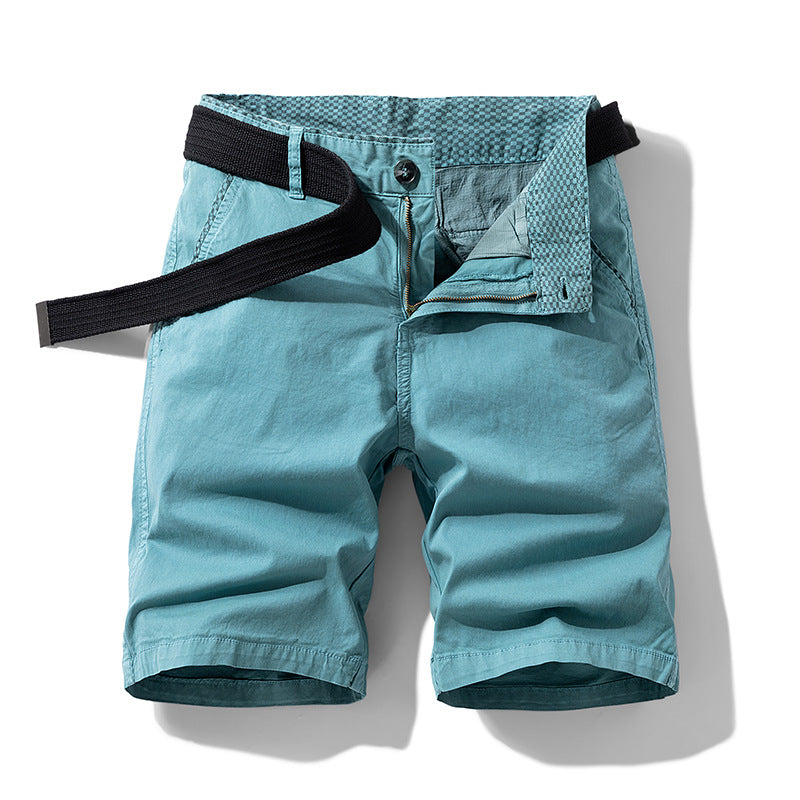 Casual Twill Shorts with Web Belt and Zip Fly 5