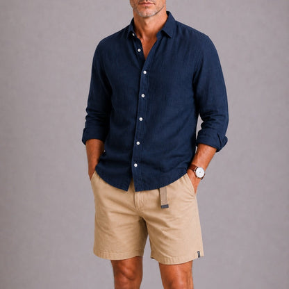 Casual Twill Shorts with Web Belt and Zip Fly 6