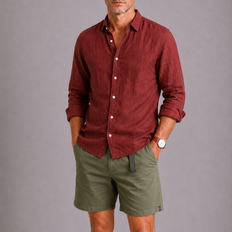 Casual Twill Shorts with Web Belt and Zip Fly 8