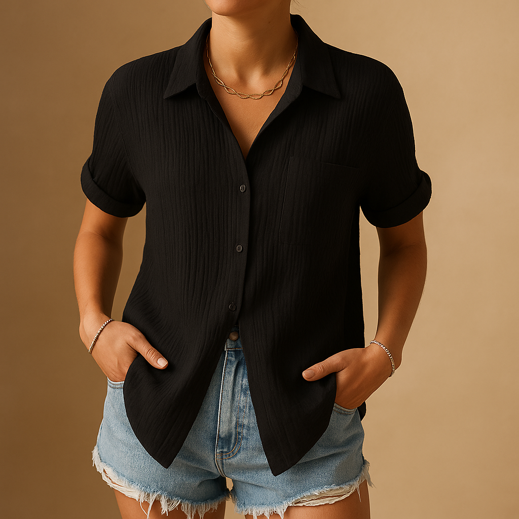 Casual short sleeve polo shirt for women with chest pocket | Lily 2