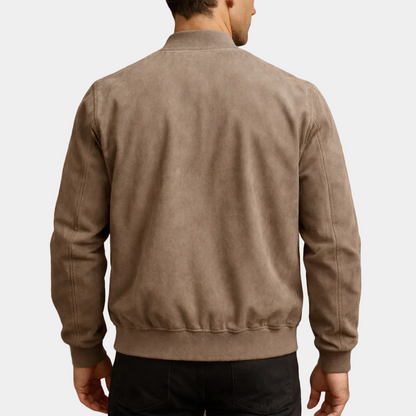 Casual suede- bomber jacket with zip front and ribbed trim 1