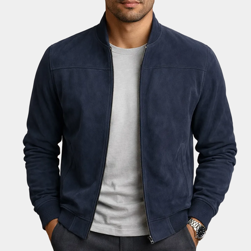 Casual suede- bomber jacket with zip front and ribbed trim 3