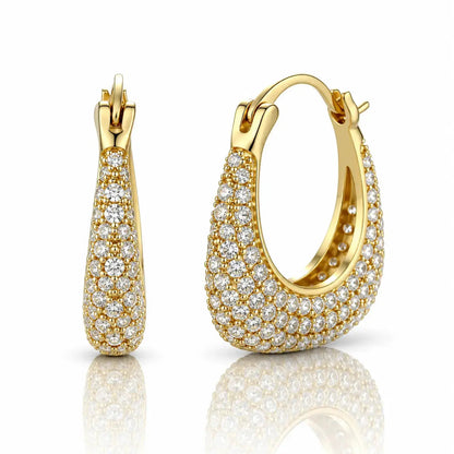 Celeste Pavé Crystal Hoop Earrings - 14K Gold Plated 0
