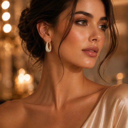 Celeste Pavé Crystal Hoop Earrings - 14K Gold Plated 1