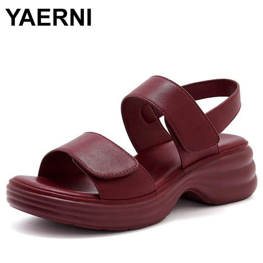 Chic Collection | Women's Sandals with Thick Heel & Magic Tape | Comfortable PU Leather for All-Day Wear 0