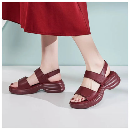 Chic Collection | Women's Sandals with Thick Heel & Magic Tape | Comfortable PU Leather for All-Day Wear 3