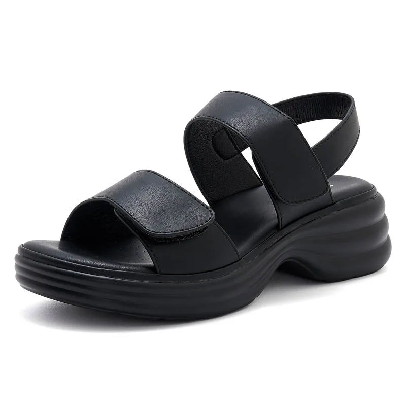 Chic Collection | Women's Sandals with Thick Heel & Magic Tape | Comfortable PU Leather for All-Day Wear 6