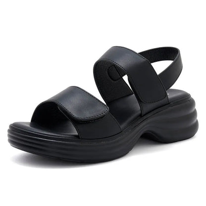 Chic Collection | Women's Sandals with Thick Heel & Magic Tape | Comfortable PU Leather for All-Day Wear 6