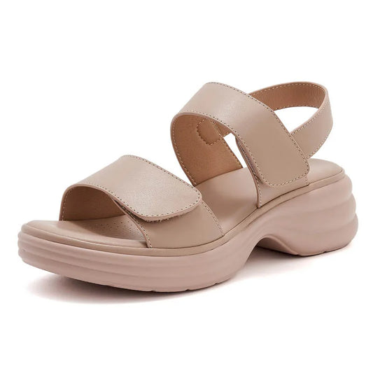 Chic Collection | Women's Sandals with Thick Heel & Magic Tape | Comfortable PU Leather for All-Day Wear 8
