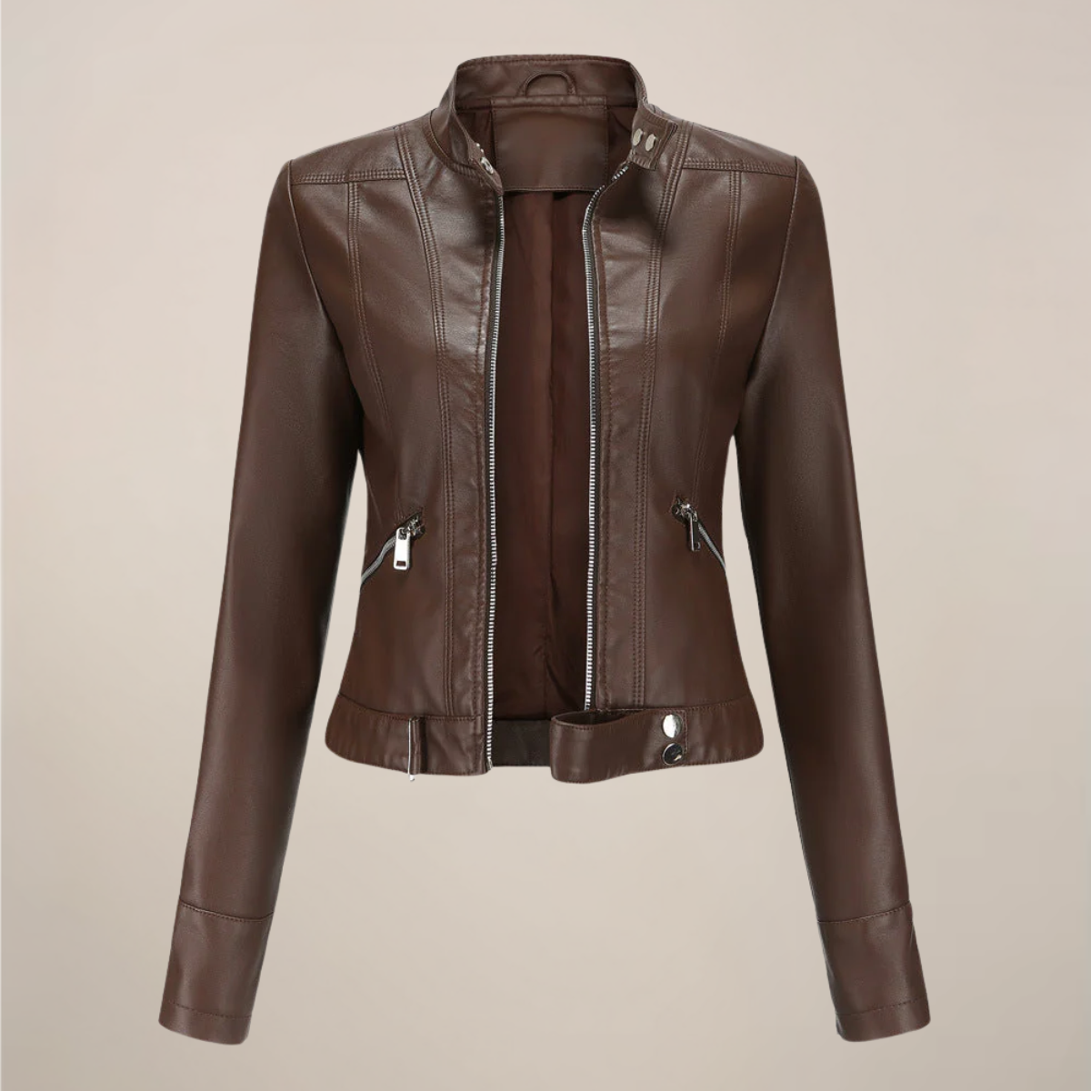 Chic Faux Leather Biker Jacket for Everyday Style 2