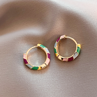 Chic Gold Enamel Earrings 0