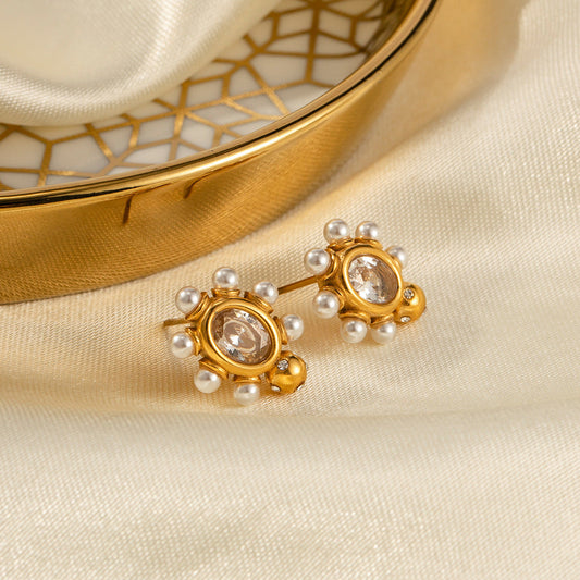 Chic Gold Pearl Drop Earrings 2