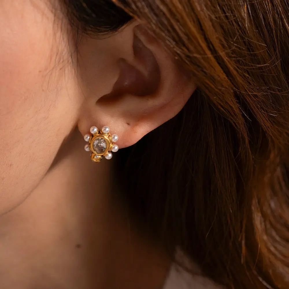Chic Gold Pearl Drop Earrings 3