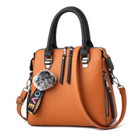 Chic PU Leather Crossbody Bag with Fur Ball Charm | Stylish Everyday Accessory for Women 0