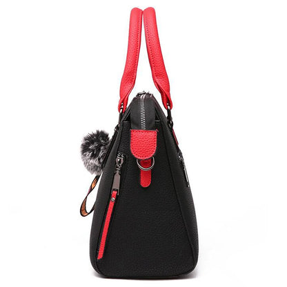 Chic PU Leather Crossbody Bag with Fur Ball Charm | Stylish Everyday Accessory for Women 1