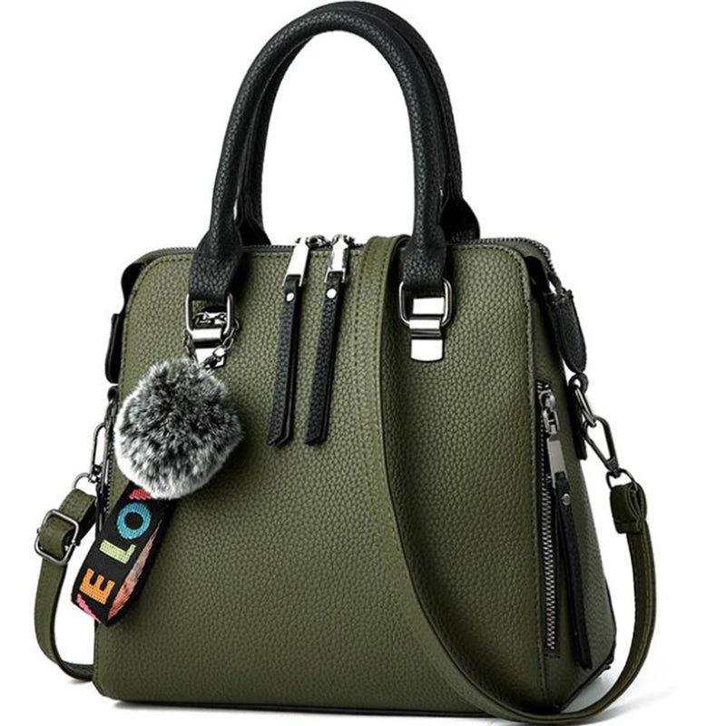 Chic PU Leather Crossbody Bag with Fur Ball Charm | Stylish Everyday Accessory for Women 6