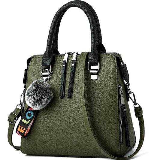 Chic PU Leather Crossbody Bag with Fur Ball Charm | Stylish Everyday Accessory for Women 6