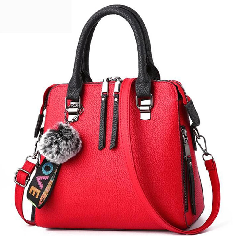 Chic PU Leather Crossbody Bag with Fur Ball Charm | Stylish Everyday Accessory for Women 7