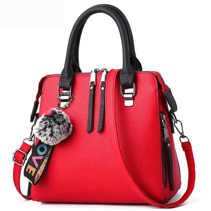 Chic PU Leather Crossbody Bag with Fur Ball Charm | Stylish Everyday Accessory for Women 7