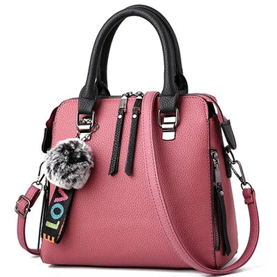 Chic PU Leather Crossbody Bag with Fur Ball Charm | Stylish Everyday Accessory for Women 8