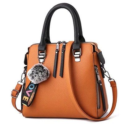 Chic PU Leather Crossbody Bag with Fur Ball Charm | Stylish Everyday Accessory for Women 9