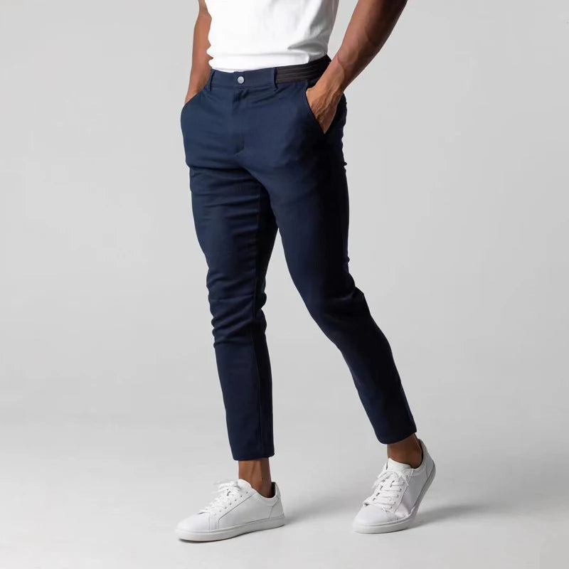 Chino Twill Pants with Tapered Leg and Belt Loops 1
