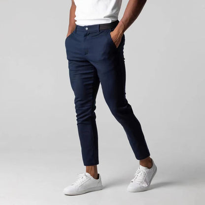 Chino Twill Pants with Tapered Leg and Belt Loops 1