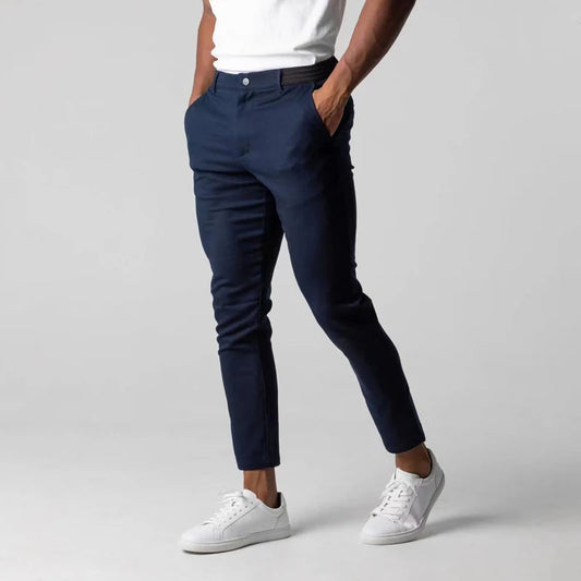 Chino Twill Pants with Tapered Leg and Belt Loops 1