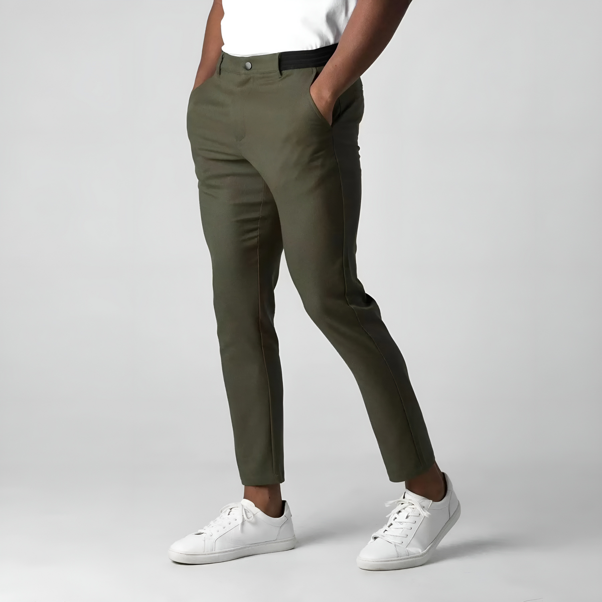 Chino Twill Pants with Tapered Leg and Belt Loops 3