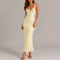 Clara | Floral Ruffle Strap Maxi Dress 0
