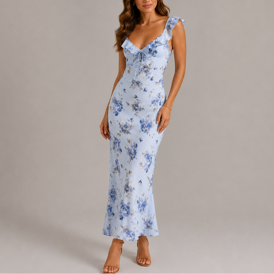 Clara | Floral Ruffle Strap Maxi Dress 1