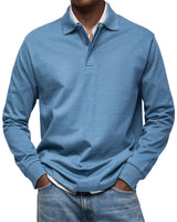 Classic Knit Polo Shirt with Long Sleeves and Rib Cuffs 0