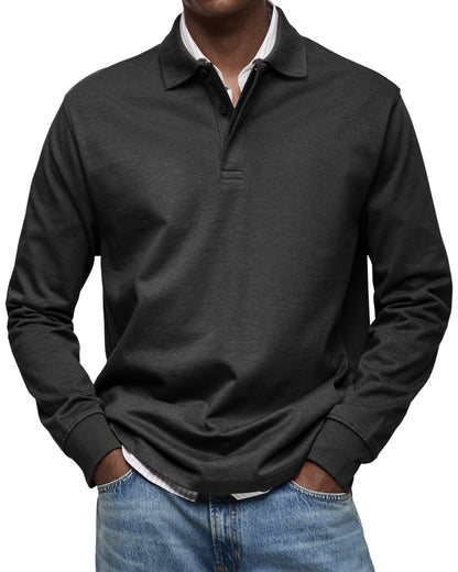 Classic Knit Polo Shirt with Long Sleeves and Rib Cuffs 3