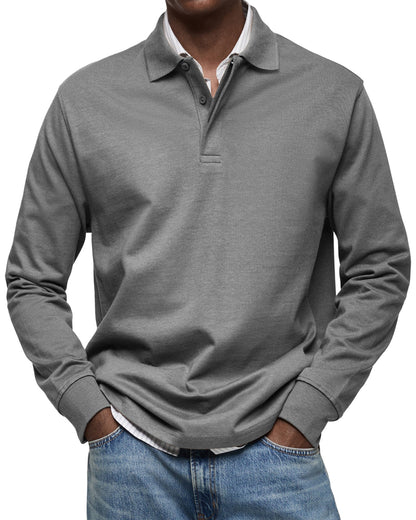 Classic Knit Polo Shirt with Long Sleeves and Rib Cuffs 5